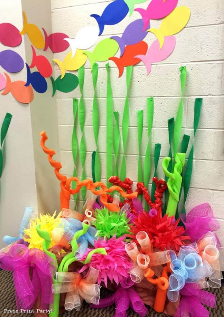 DIY Coral Reef for an under the sea party! (image credit: Press Print Party)