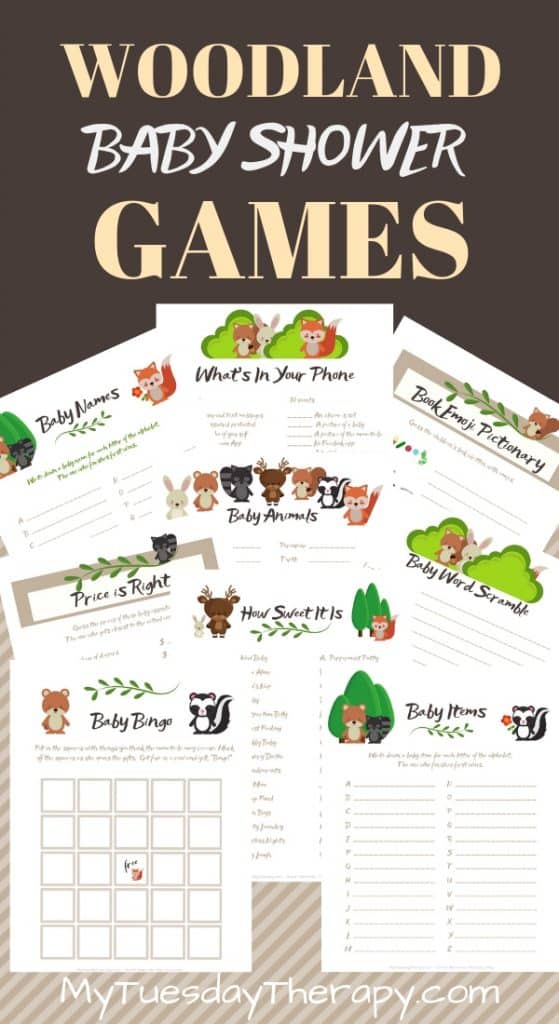 Woodland Baby Shower Game Printables