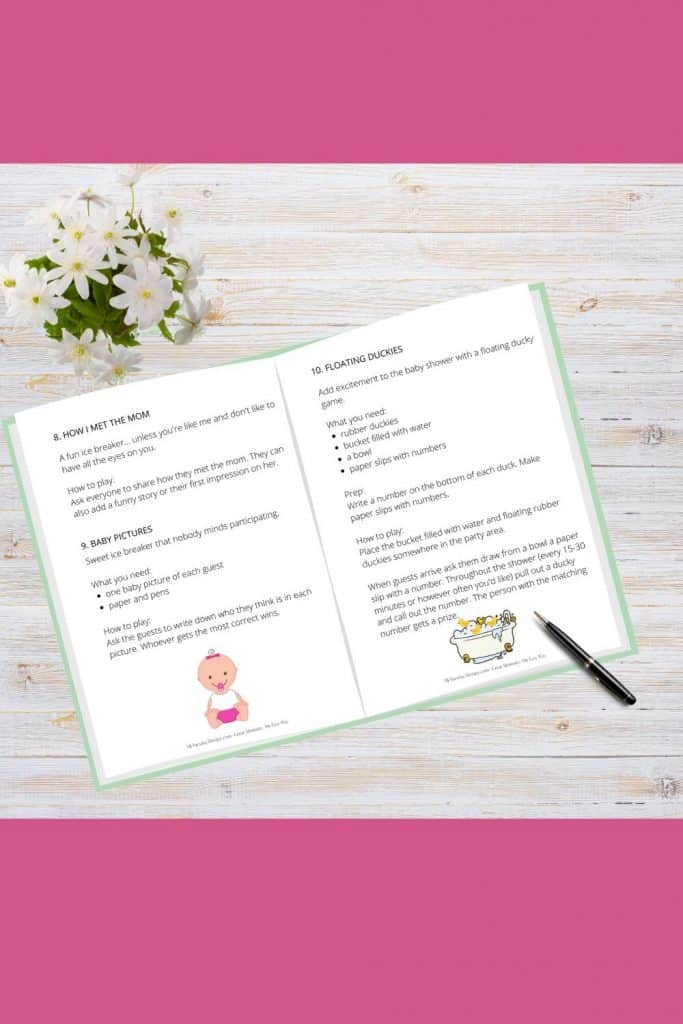 How I met the mom and floating duckies baby shower game included in the baby shower game guide and planner.