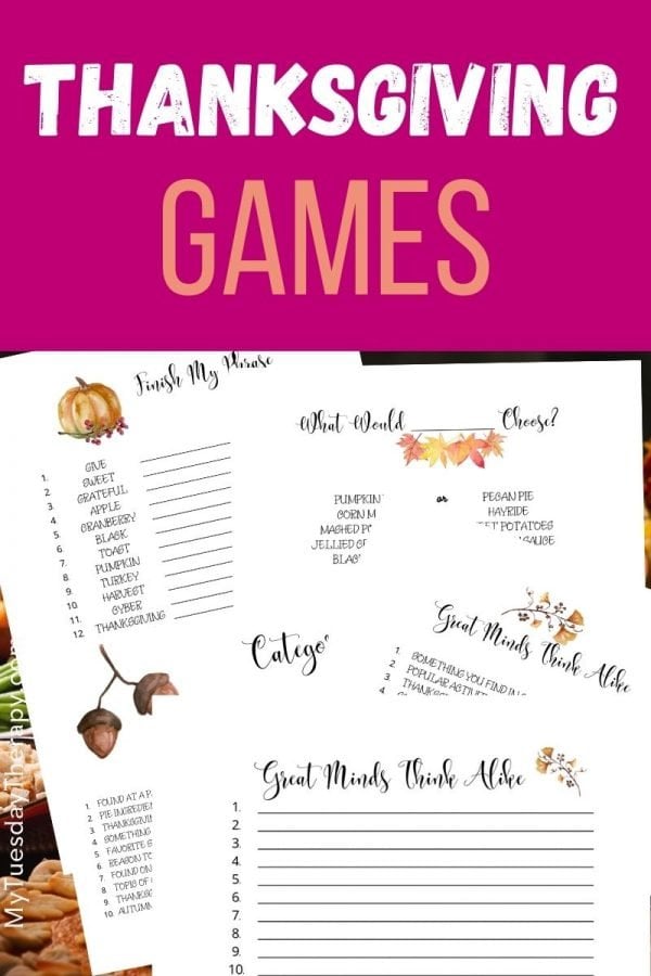 Thanksgiving game printables. Fun Thanksgiving games for large group, adults, teens. older kids.