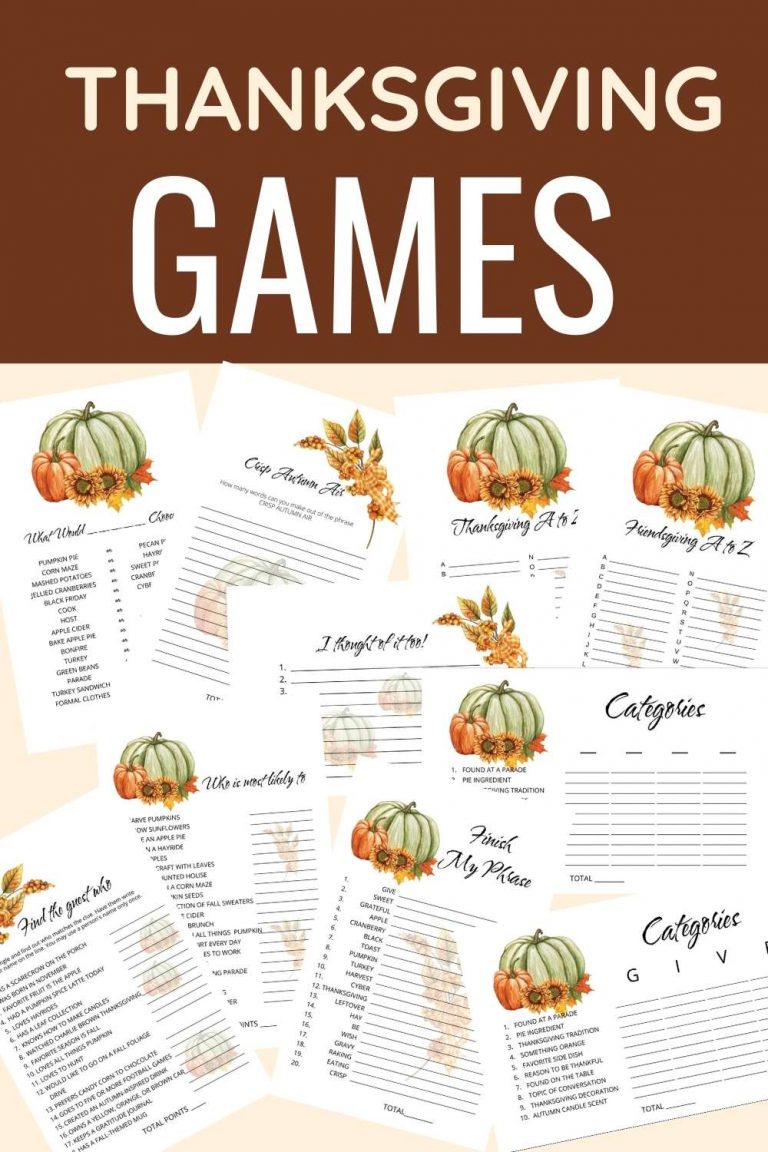 Printable Thanksgiving Games (fun for adults, teens, and older kids)