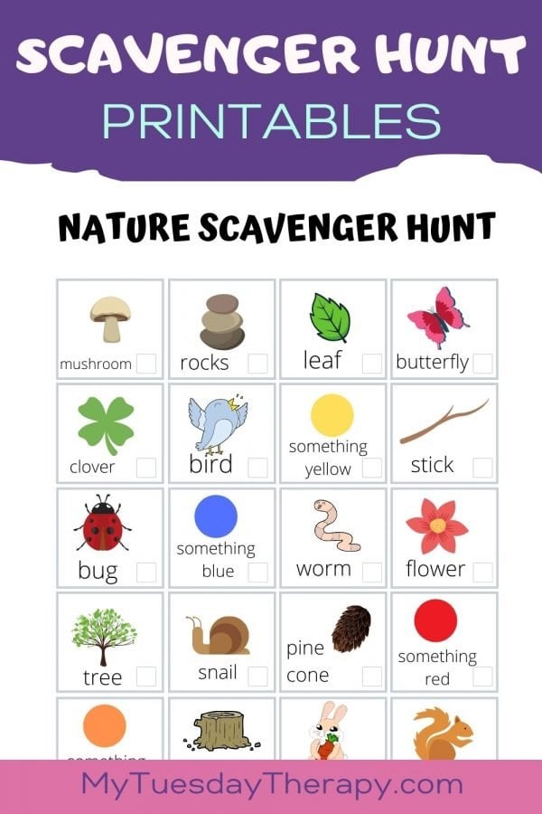 Nature scavenger hunt printable free.